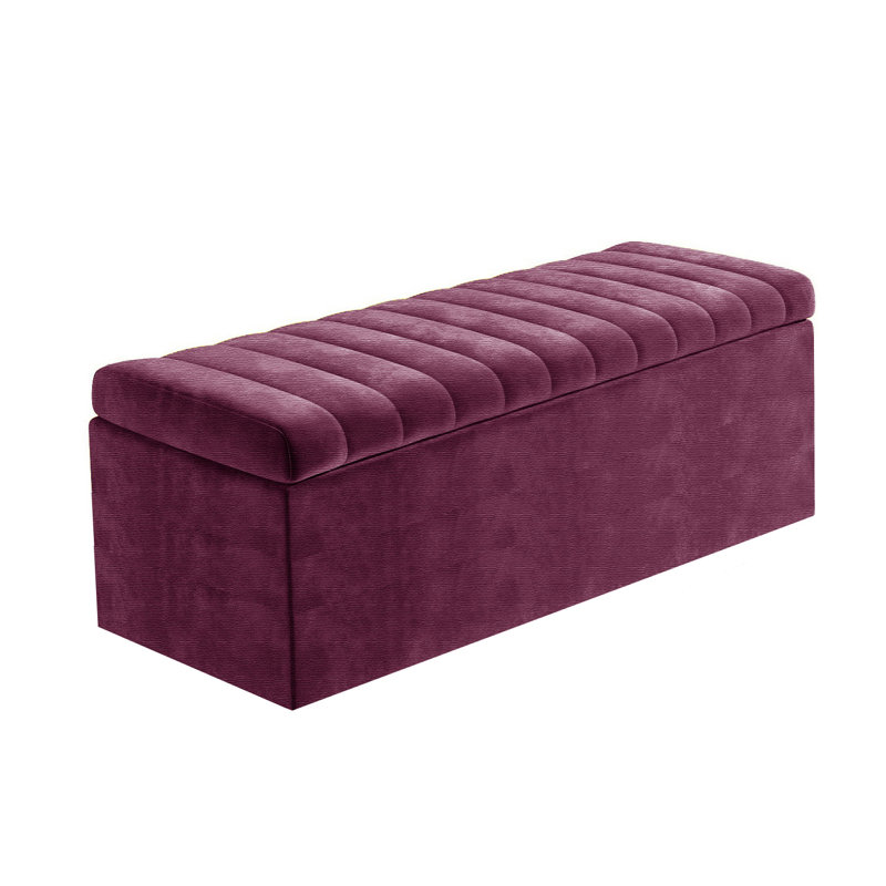 Safar Large Naples Ottoman Storage Box – Multi- Functional Striped Upholstered Blanket Box, 40cm H x 90cm W x 40cm D, Purple