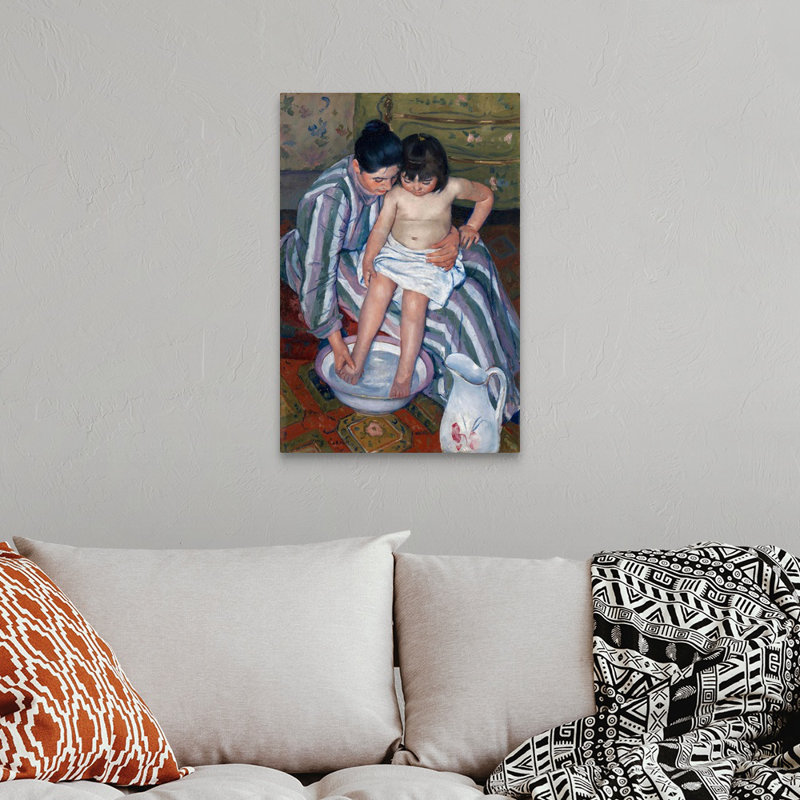 «The Child's Bath», reproduction sur toile, H 30 po x l 20 po x P 1,25 po, Toile tendue