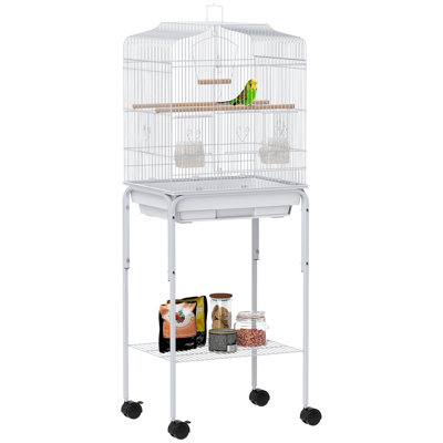 Bird Cage for Budgie Finch Canary Parakeet with Stand Tray White