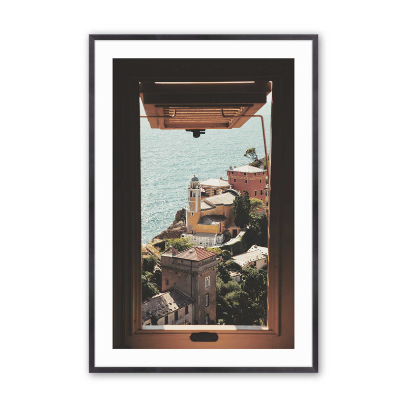 Fenêtre sur la mer, Cadre simple en zinc patiné, H 15,25 po x l 12,25 po x P 1,25 po