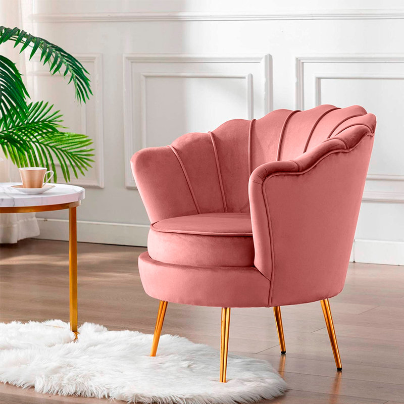 Fauteuil demi-tonneau Yumin, Velours mauve