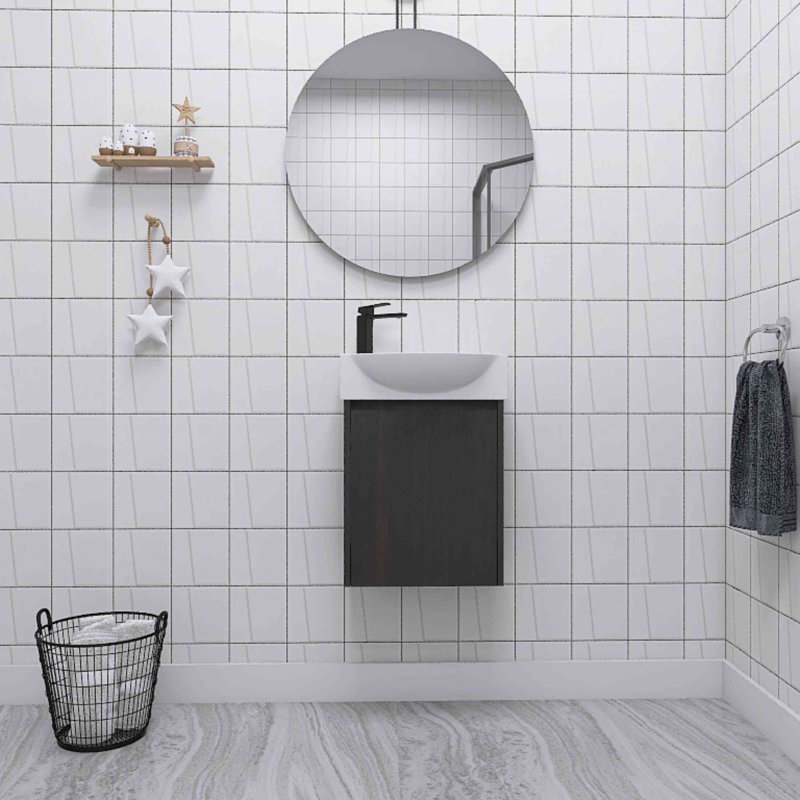  Meuble-lavabo mural simple 16 po Pensar, Noir