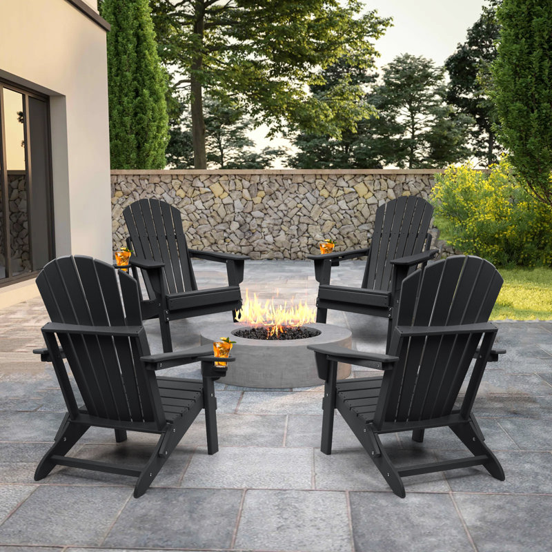 Chaise Adirondack pliable pour l'extérieur, Noir