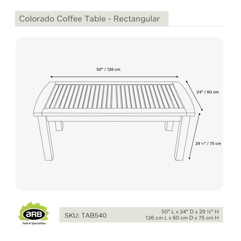 Rectangular Honey Brown Teak Wood Coffee Table, 50 x 24"
