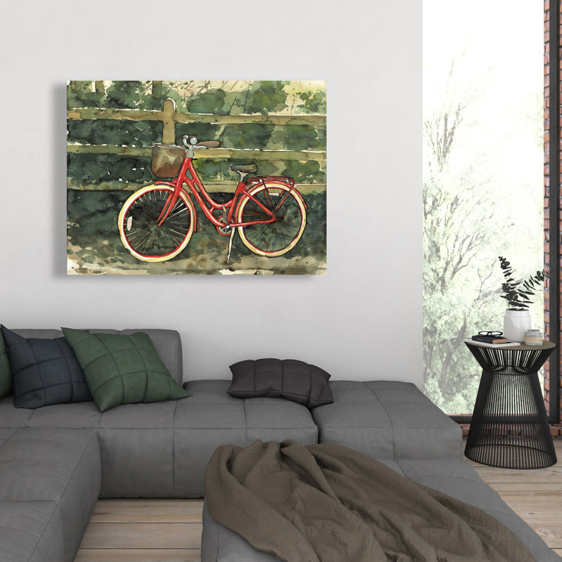 «Riding in the Woods» par bicyclette - décor de toile beige