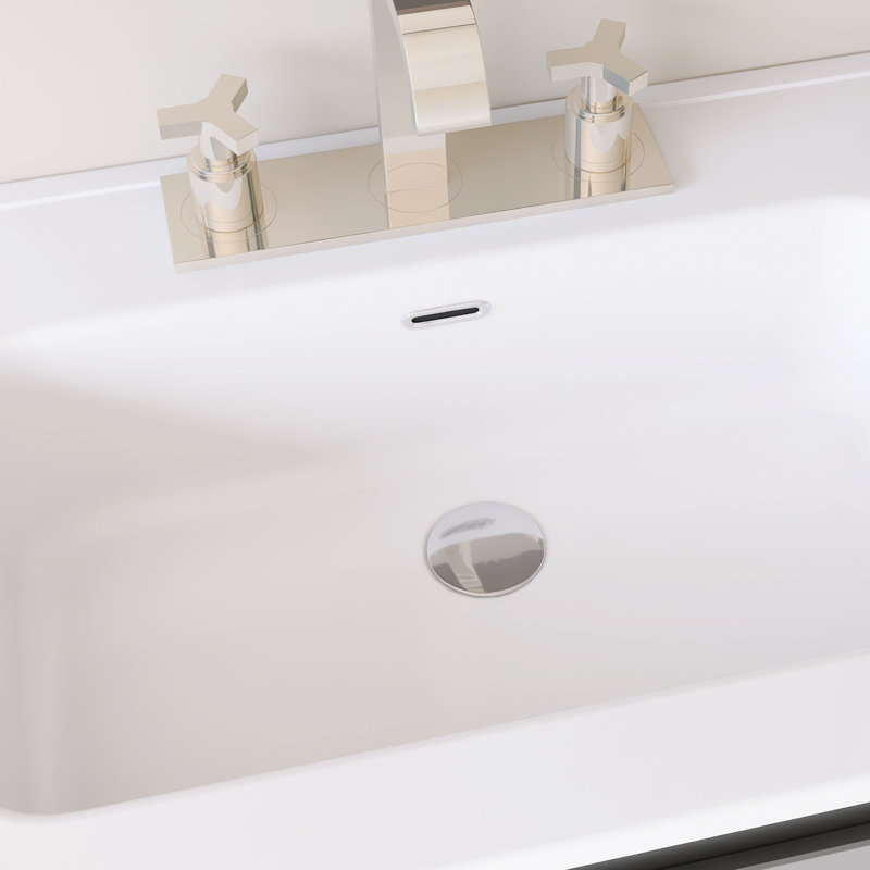 Wall Mounted Single Bathroom Vanity With White Ceramic Integrated Top, Gray, 30"