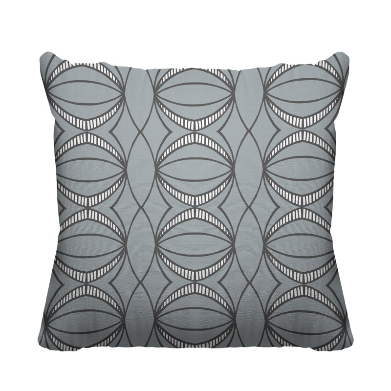 Samira Abstract Outdoor Reversible Throw Pillow, 15H" x 15W", Grey