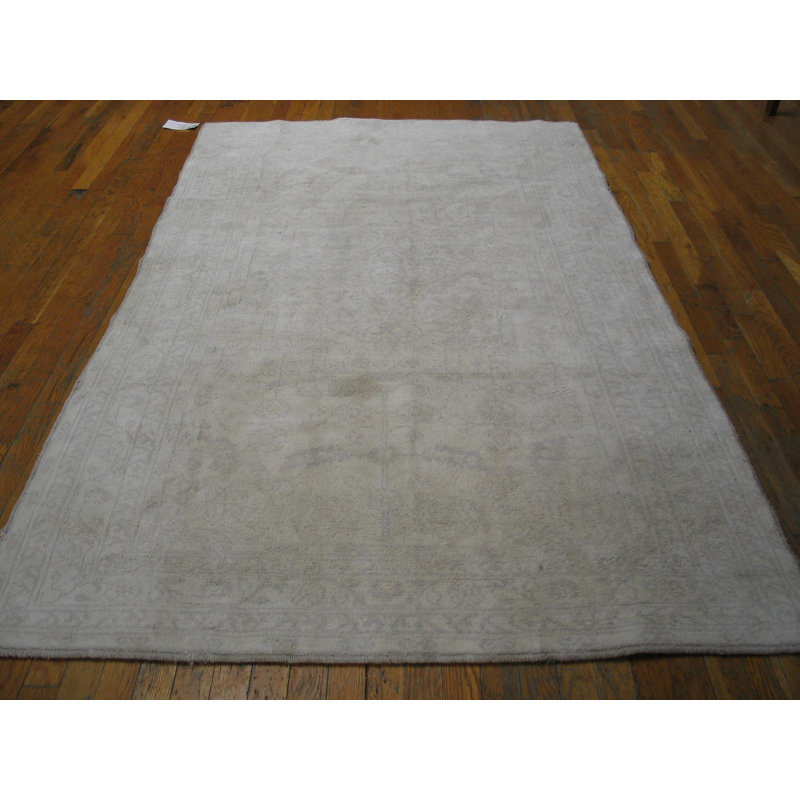 Soft Light Faded Gray Color Antique Cotton Pile Indian Agra Rug