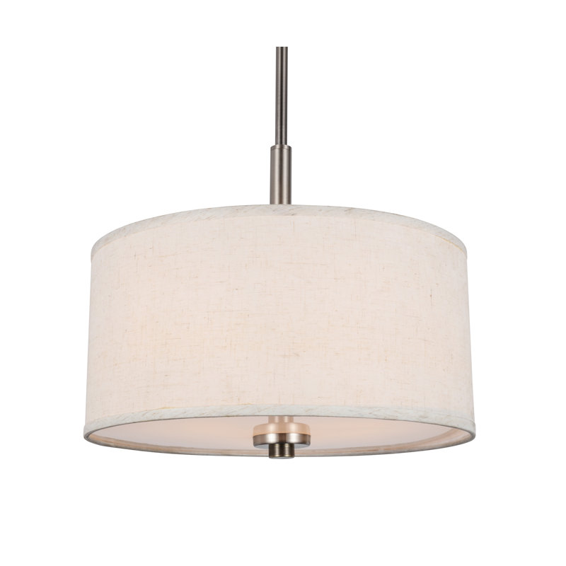 Cisbrough 3 - Light Dimmable Drum Chandelier, White, Nickel, 7" H x 15" W x 15" D