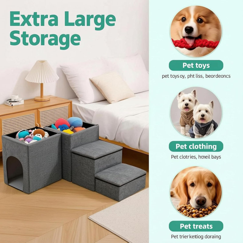 3-Step Pet Dog Stair with Storage