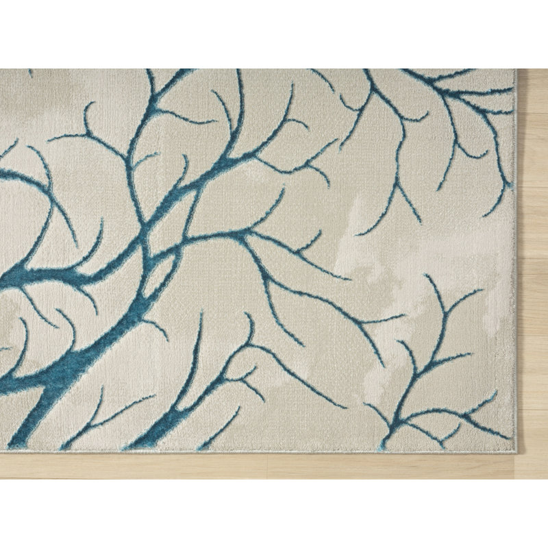 Tapis abstrait bleu / gris clair Ksamil, Rectangle 2 pi x 3 pi 3 po