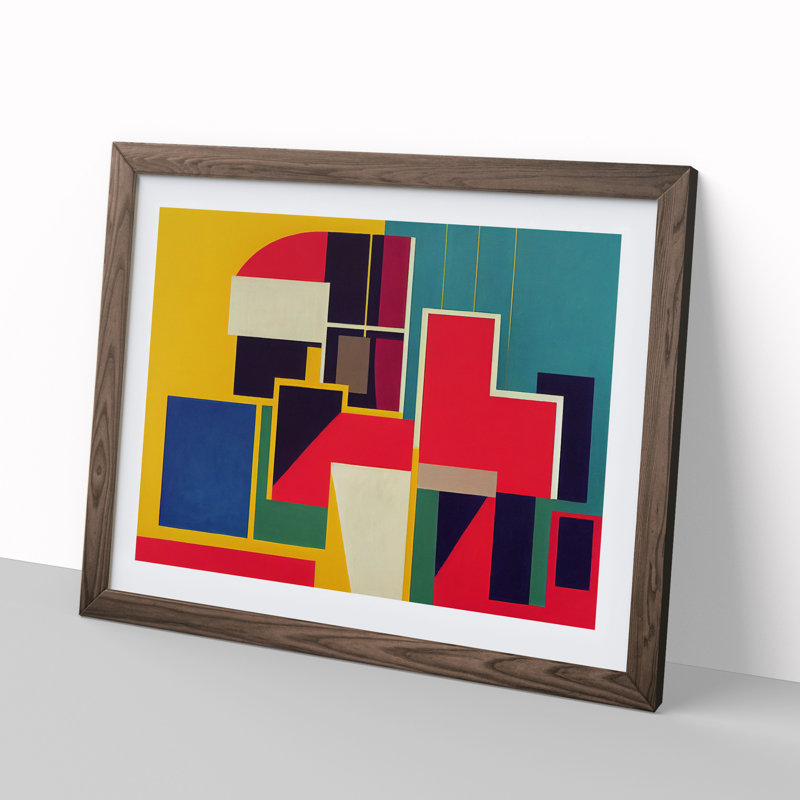 Dazzling Modern Abstract Art - Single Picture Frame Print, Walnut, 34cm H x 46cm W x 2cm D