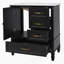 Meuble-lavabo de 30 po avec lavabo, armoire de salle de bain avec porte, trois tiroirs, pieds en bois massif et panneau de fibres à densité moyenne, patins réglables, noir (autre couleur: N725P195409K)
