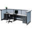 Bureau de réception en forme de U avec panneau de couloir gris l 124 po x P 44 po x H 46 po-877127224