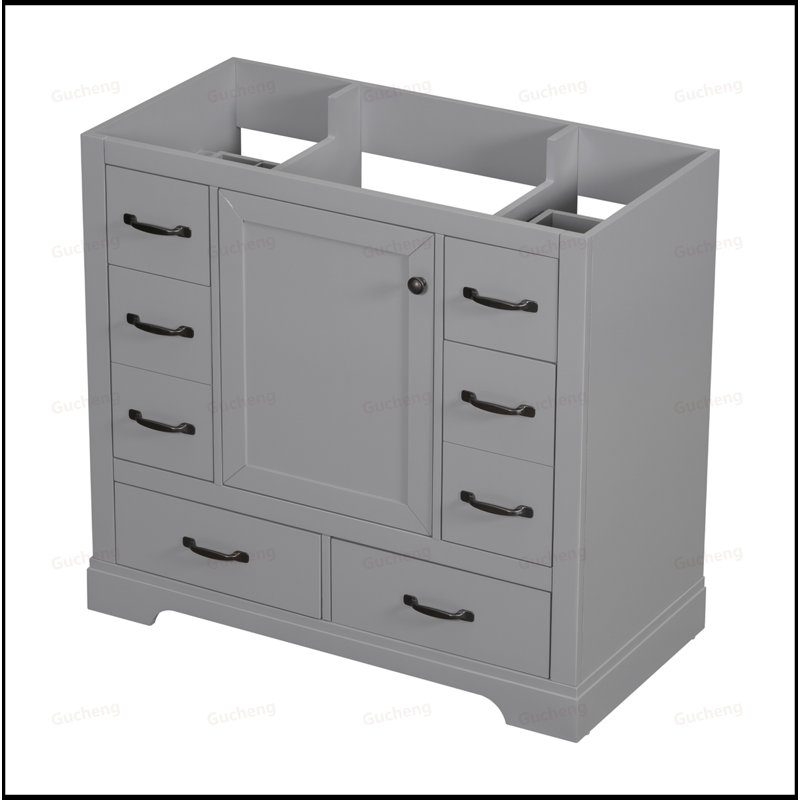 36"Bathroom Vanity With Adjustable Shelf,Cabinet Base Only, Gray
