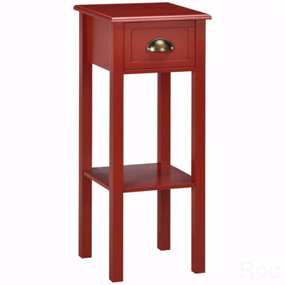 2-Tier Side Table With Drawer, Narrow End Table With Bottom Shelf