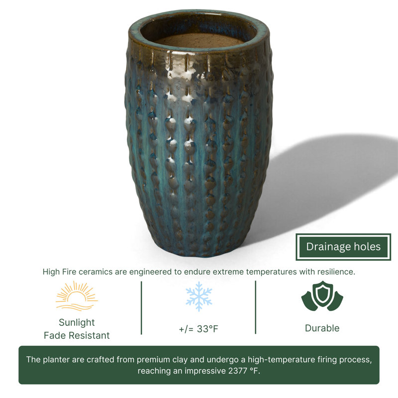 Stefanski Handmade Ceramic Planter, 15.5" H x 10.5" W x 10.5" D