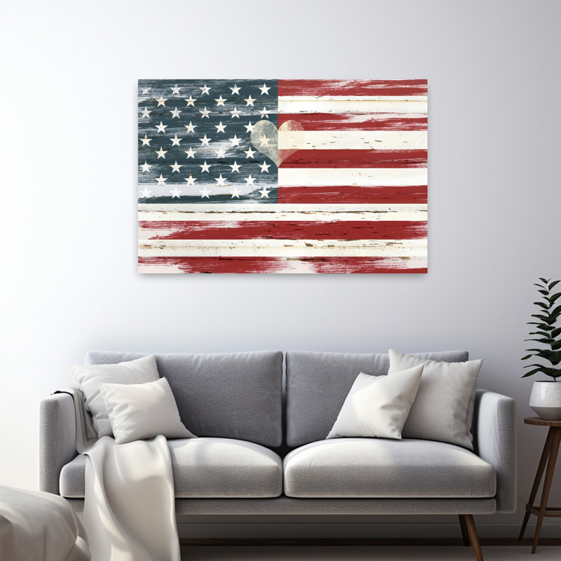 «Heart of America», art mural rétro rustique, H 48 po x l 32 po