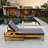 Modern Acacia Wood Outdoor Chaise Lounge With Adjustable Backrest And Deep Cushions, Patio Sunbathing Recliner Chair-1909417937