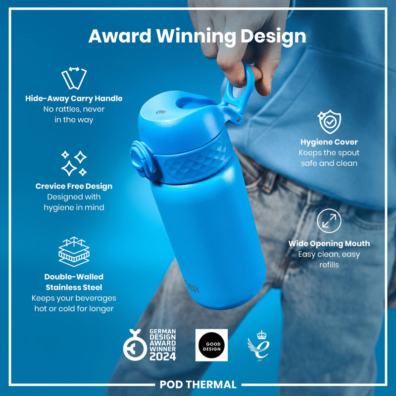 Ion8 Vacuum Insulated Stainless Steel Water Bottle, Blue