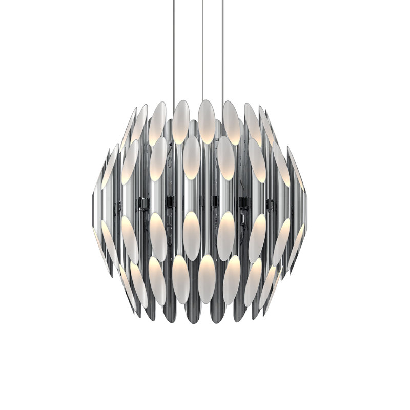 Chimes 72 - Light Dimmable LED Cylinder Chandelier, Polished Chrome