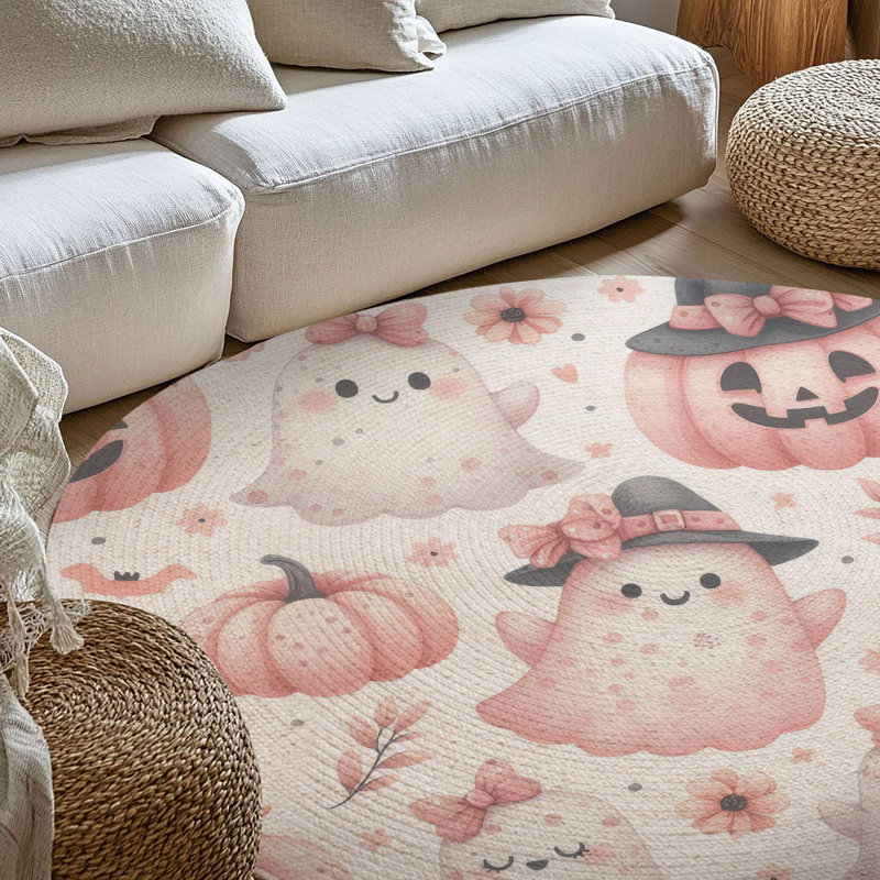 Tapis tressé Boo & Gourd Fest, Rond 5 pi