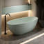 Baignoire autoportante de 55 pi avec surface solide turquoise, murs, dissipation de la chaleur lente, baignoire de trempage lisse et délicate, facile à nettoyer, bonde à trop-plein, toucher, usure, baignoire confortable