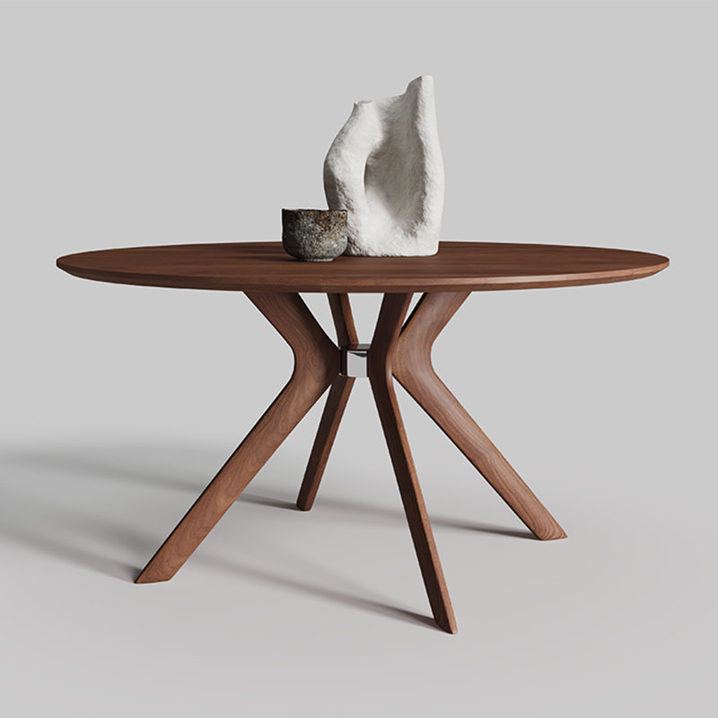 Table de salle à manger ronde de style nordique, H 29,5 po x L 53 po x l 53 po