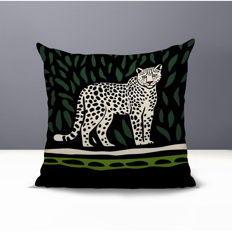 Oreiller carré réversible intérieur / extérieur Hota Leopard, Carré 16 po, Chartreuse