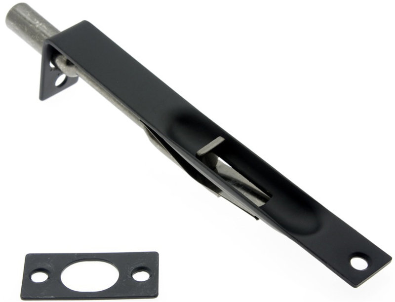 Solid Brass Flush Bolt with Square End, Matte Black