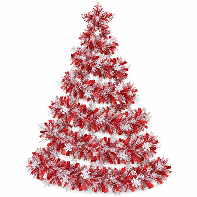 Guirlande de Noël de 50 pi avec guirlande de Noël, guirlande de Noël métallique de 2,36 po de large avec décorations en forme d'étoile, guirlande flexible pour arbre de Noël, manteau de cheminée, escalier et porte décorative (AUCUNE étoile de sa
