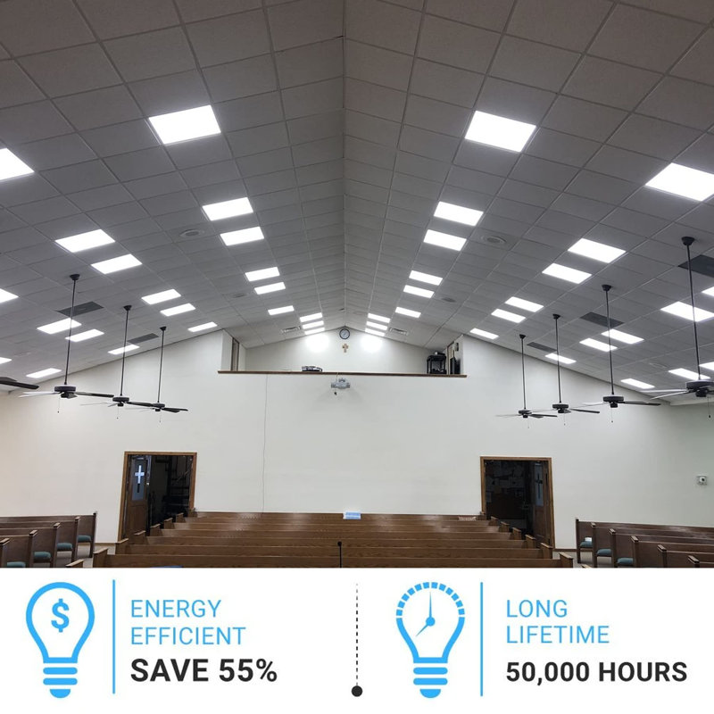 2 x 2 ft Dimmable Square Troffer Ceiling Light (Set of 2), 6500K