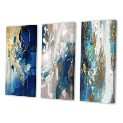 " Golden Oceanic Wave Harmony " 3 - Pieces