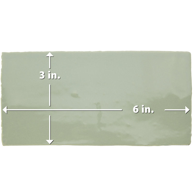Chester 3" x 6" Ceramic Subway Wall Tile, Sage Green