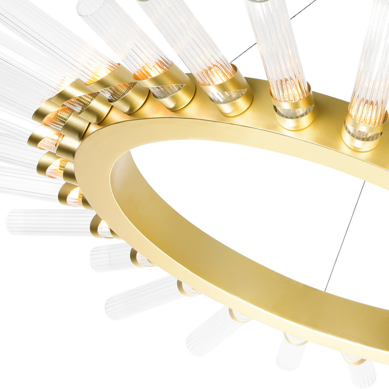Lustre en roue de chariot à 14 lumières avec accents de cristal Litchford, H 2 po x l 48 po x P 48 po