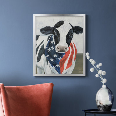 Toile encadrée de qualité supérieure American Cow II - prête à être accrochée