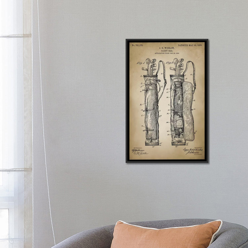 « golf sac », impression sur toile, H 40 po x l 26 po x P 1,5 po, Toile tendue, Pas de tapis