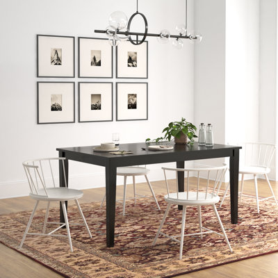 Stackhouse 60" Finish Dining Set - 5-Piece, Black Dining Table And Low Back Windsor Dining Chairs