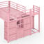 Lit mezzanine simple en métal avec glissière et échelle, lit mezzanine pour enfants avec tiroirs de rangement, tringle suspendue et lumières DEL - Cadre de lit peu encombrant pour les adolescents, rose-112106725