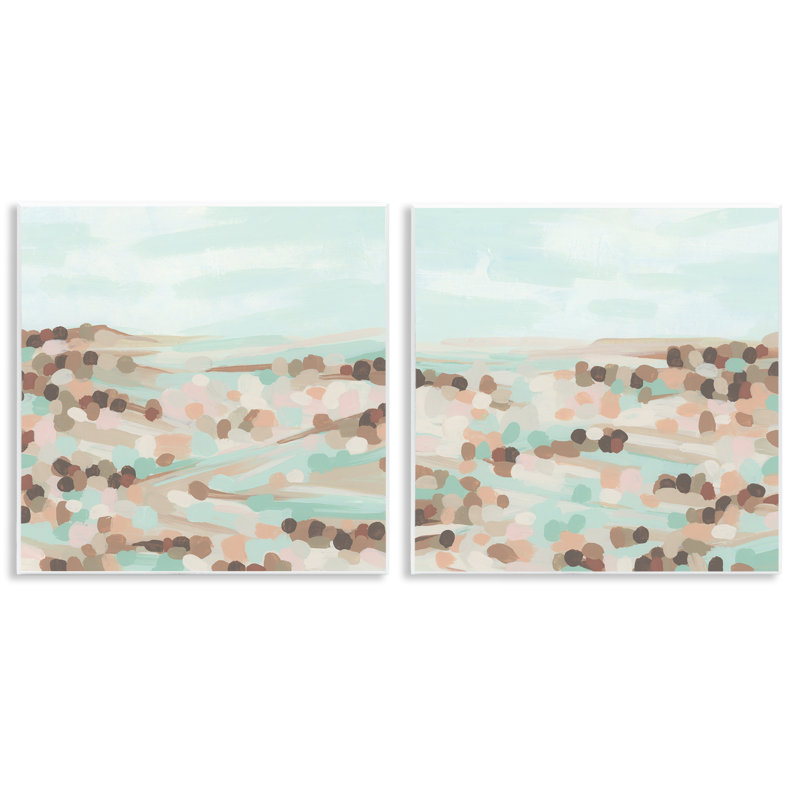 «Mint Pastel Abstract Vista 2 PC Wall Plate Art Set» par June Erica Vess