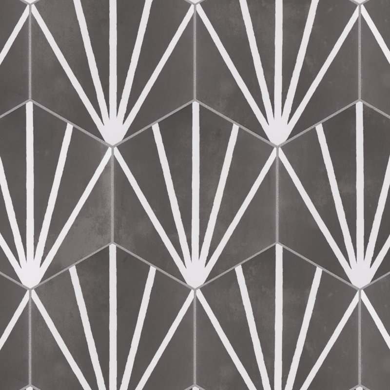 Horizon Dawn 7-3/4" x 9" Porcelain Patterned  Wall and Floor Tile, Nero