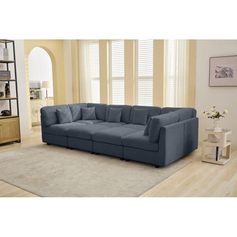 Nicholson 8-piece Sleeper Sofa Sectional, Dark Gray Corduroy