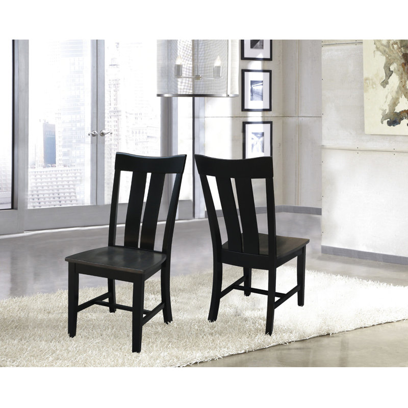  Delisca Solid Wood Side Chair, Coal Black/Washed Black