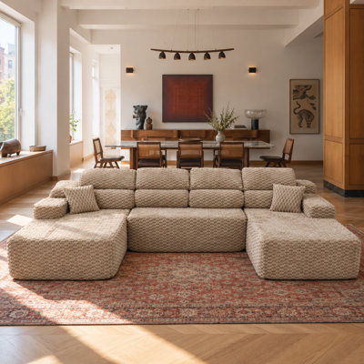 Canapé modulaire en U moelleux en forme de U de 137,8 po avec coussins double couche