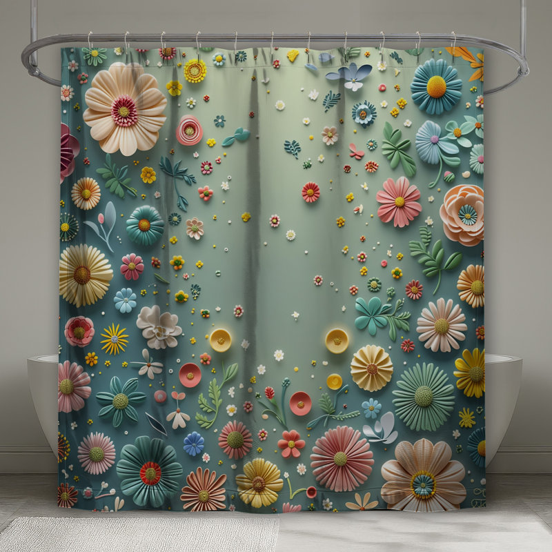 Rideau de douche floral - Bohème, L 70 po x H 93 po