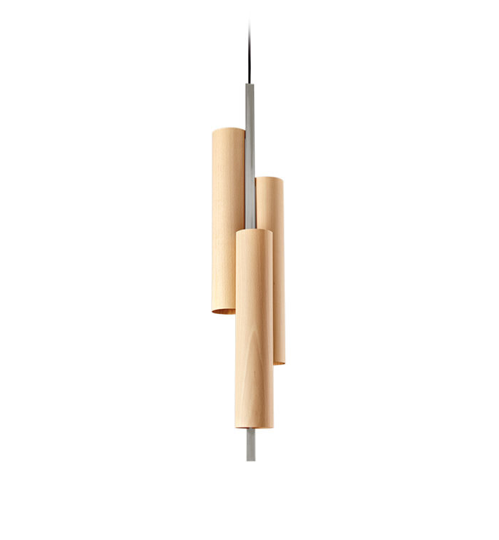 Black Note 3 - Light LED Pendant, Natural Beech, Gold