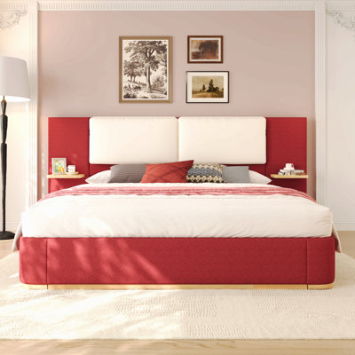 Upholstered Platform Bed With Panel, Platform Bed Frame With Anti-Collision Soft Rounded Corners, Stable And Solid