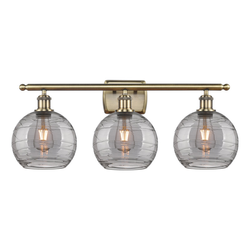 Éclairage de salle de bain à intensité variable 3 lumières Halvorson, Ampoule non incluse, Laiton antique, Noir