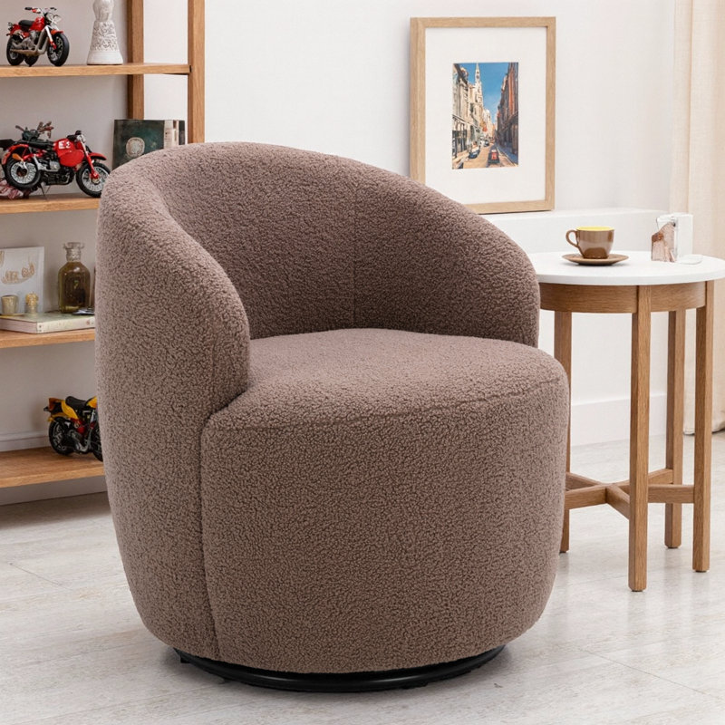 Fauteuil demi-tonneau avec fauteuil Teddy, Polyester café