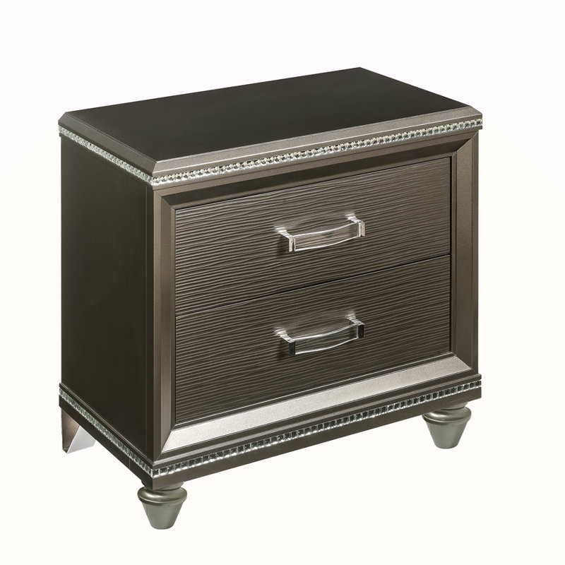 Table de chevet 2 tiroirs champagne foncé